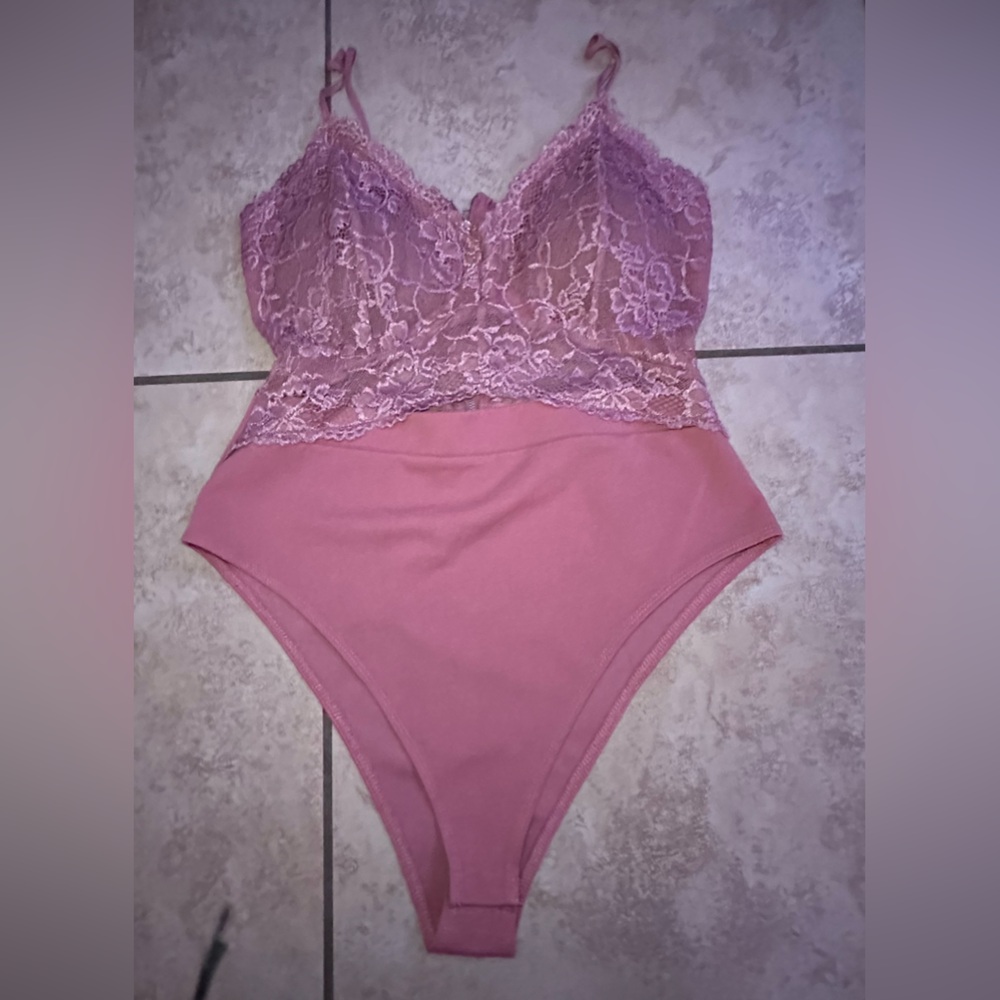 Sexy Pink Lace Bodysuit